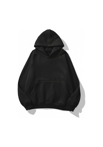 Uyguntarz Unisex Yumuşak Dokulu Düz 3 İplik Oversize Sweatshirt Sade Ve Modern Görünüm siyah