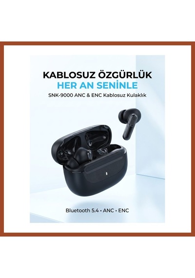 Bezos Snk-9000 Siyah Anc & Enc Kablosuz Bluetooth Kulaklık 5.4 Kulak İçi Kulaklık Pro
