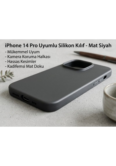 Iphone 14 Pro Uyumlu Silikon Ve Esnek Lansman Premıum Kılıf Siyah