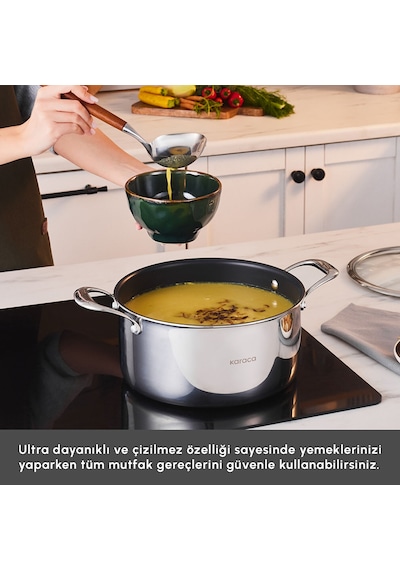 Karaca Plasma Steel 316+ 3Ply Yanmaz Yapışmaz Çelik Tencere 24 cm