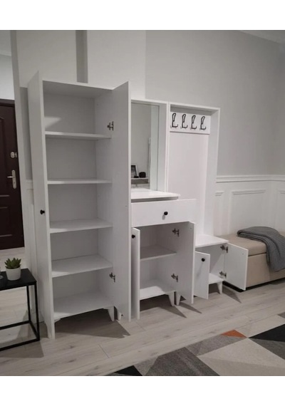 Zeron Portmanto Vestiyer Ayakkabılık Dolap Beyaz - M2 Beyaz