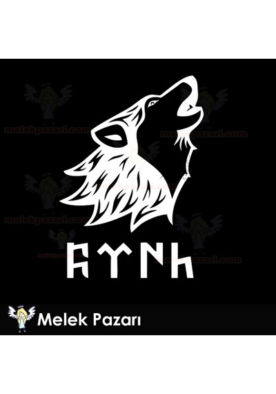 Göktürkçe Türk Ve Uluyan Kurt Araba Sticker