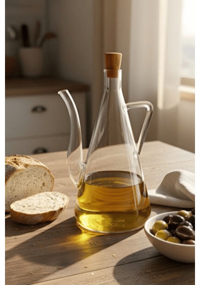 Premium Cam Yağdanlık 500 Ml Damlatmaz Zeytinyağı Şişesi Şeffaf