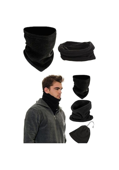Bawcompany Çok Amaçlı Kışlık Bay Polar Boyunluk Bere Şapka Siyah