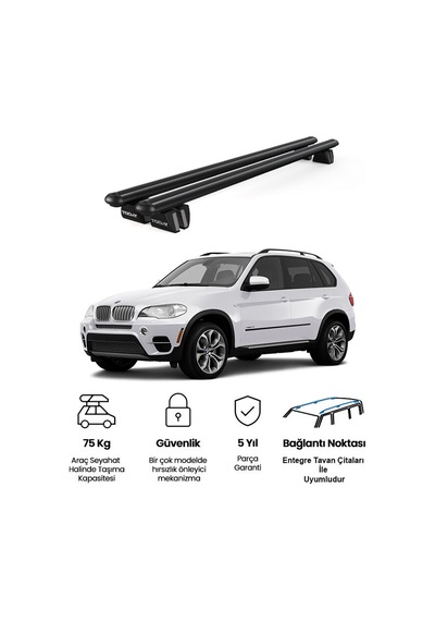 Pençe Bmw X5 E70 2007-2013 Uyumlu Siyah Ara Atkı Port Bagaj Tavan Barı