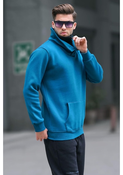 Madmext Petrol Mavisi Yaka Detaylı Erkek Sweatshirt 4411-petrol Mavisi Petrol Mavisi