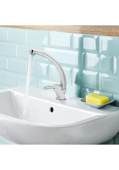 New Banyo Dante Kısa Kuğu Lavabo Bataryası Krom D-40204