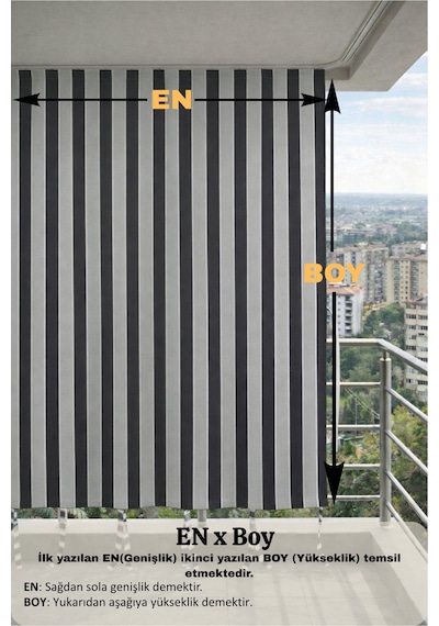 Antrasit-gri Balkon Perdesi Kornişli Bağcıklı Su Geçirmez Dış Mekan Dayanıklı Modern Balkon Brandası