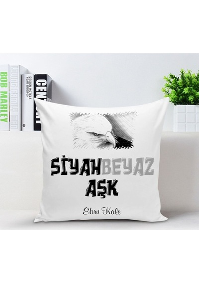 Kişiye Özel Siyah Beyaz Aşk Yastık Kılıfı