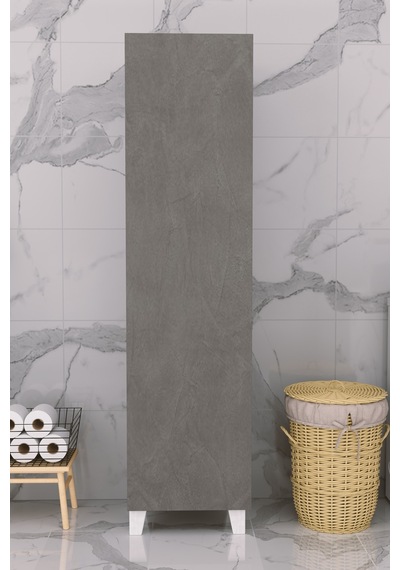 Çok Amaçlı Kapaklı Banyo Dolabı - Yüksek Raflı, Dar Alanlara Uyumlu Depolama Dolabı - Kil Grisi - 45cm Çok Amaçlı Kapaklı Banyo Dolabı - Yüksek Raflı, Dar Alanlara Uyumlu Depolama Dolabı - Kil Grisi - 45cm