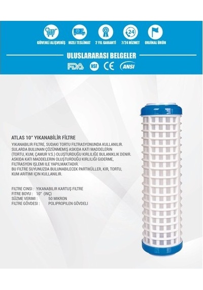10inç Yıkanabilir Filtre Daire Girişi Su Arıtma Cihazı 5 Adet