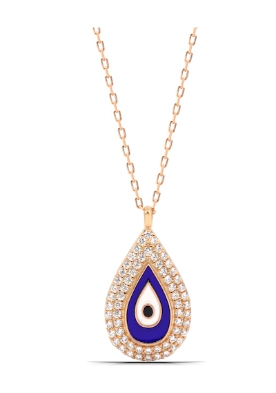 Kadın Nazar Damla Tasarım 925 Ayar Gümüş Kolye Rose Gold