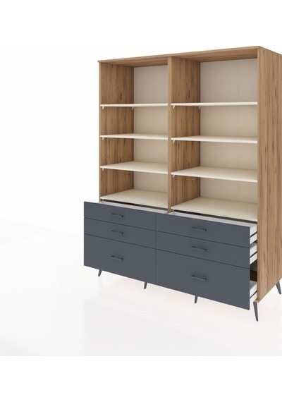 Kronos Gardrop 8 Raflı 6 Çekmeceli 176x59x221 Çam-aytaşı/antrasit Aytaşı/antrasit Kronos Gardrop 8 Raflı 6 Çekmeceli 176x59x221 Çam-aytaşı/antrasit Aytaşı/antrasit