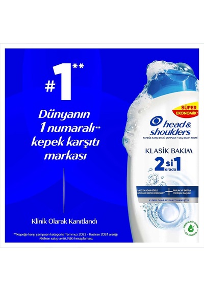 Klasik Bakım 2'si 1 Arada Kepeğe Karşı Etkili Şampuan 625ml