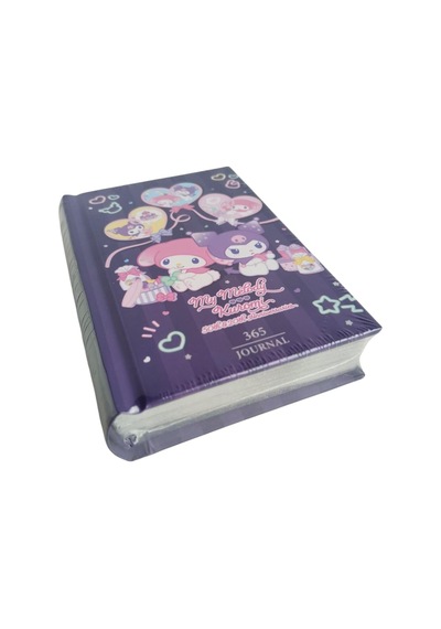 Victori's Journals Vj Kuromi-my Melodi Lisanslı 365 Günlük 368 Sayfa A7 Ebatında Gümüş Varaklı Kenarlı Defter Mor