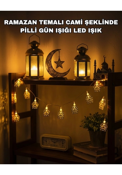Hubrendy Tekno Ramazan Ve Bayram Dekoratif Led Işık Cami Figürlü Sıcak Sarı Aydınlatma