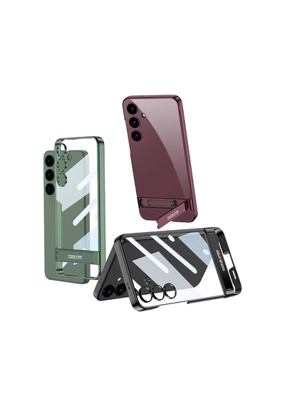Galaxy Uyumlu S24 Kılıf Zore Kamera Korumalı Şeffaf Dikey Standlı Ays Kapak 1