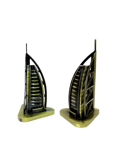 Vintage Metal Dubai Burj Al Arab Biblo Antik Bronz 16 Cm