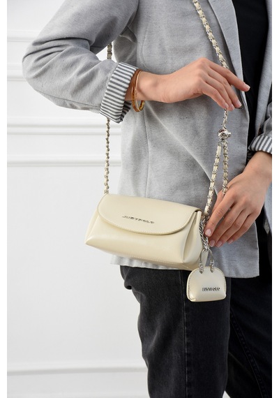 Just Polo Kadın Krem Zincir Askılı Mini Boy Çapraz Ve Omuz Çantası-bd7038bd
