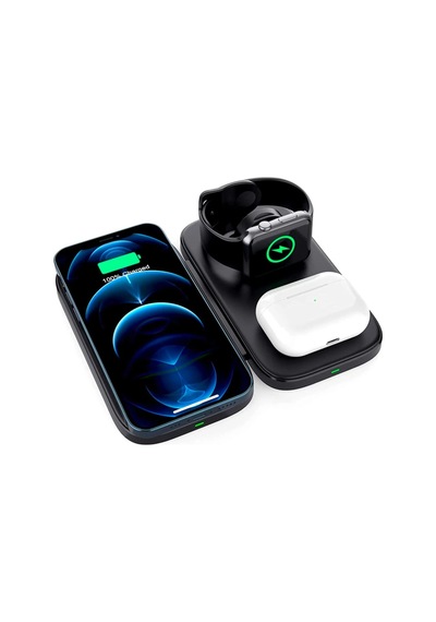 Ally W66 15w 3 İn1 Android + Apple Uyumlu iPhone Taşınabilir Mini Kablosuz Hızlı Şarj Stand - Hs08377954-2 Siyah