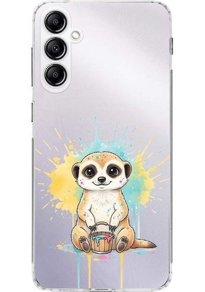 Samsung Galaxy A14 İle Uyumlu Splash Mirket Tasarımlı Şeffaf Silikon Kılıf Şeffaf