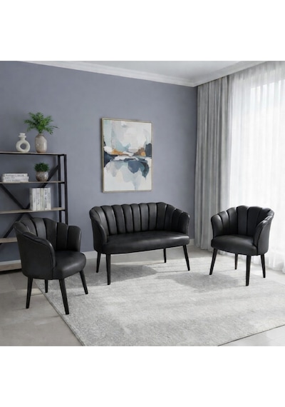 Azra Mobilya Papatya Deri Berjer Takımı 2 Tekli + 1 İkili Koltuk Balkon Ofis Kafe İçin Demonte Ayaklı Siyah Siyah Azra Mobilya Papatya Deri Berjer Takımı 2 Tekli + 1 İkili Koltuk Balkon Ofis Kafe İçin Demonte Ayaklı Siyah Siyah