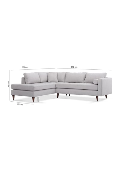 Vipa Minnesota Sol Sabit Oturum R+2 L Köşe Takımı - İskandinav Tasarım, Salon Ve Oturma Odası İçin-açık Gri