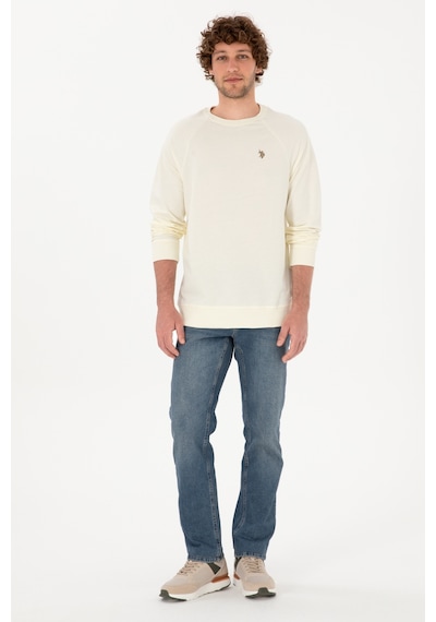U.S. Polo Assn. Erkek Regular Fit Bisiklet Yaka Krem İnce Basic Sweatshirt 50313752-VR256
