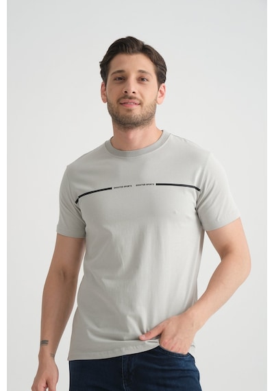 Shooter Sportwear Shooter Erkek T-shirt %100 Pamuk Nefes Alan Bisiklet Yaka Regular Fit Gri