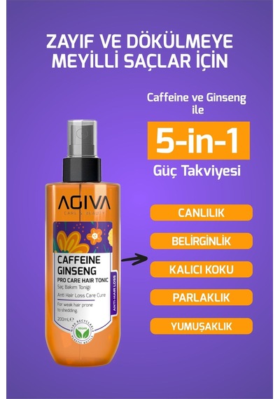 Agiva Caffeine&Ginseng Dökülme Karşıtı Ve Güçlendirici Saç Toniği 200 ML
