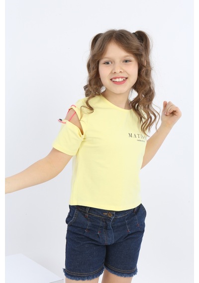 Toontoy Kids Toontoy Kız Çocuk Matısse Baskılı Tişört Açık Sarı