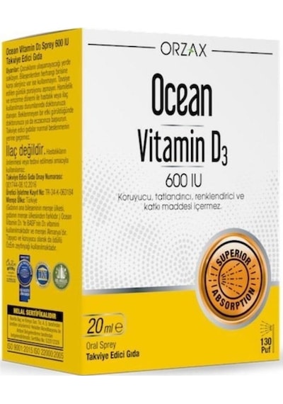 Orzax Ocean Vitamin D3 600 Iu Sprey 20 Ml