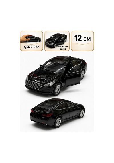 1:36 Ölçek Hundai Genesıs G80 Metal Model Araba - Siyah