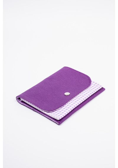 Fabric Craft Bag Kadın Cüzdanı Kumaş, Çıtçıt Kapamalı Mor