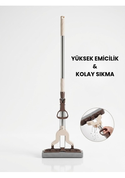Kendinden Sıkma Mekanizmalı Mikrofiber Kelebek Mop & Paslanmaz Çelik Saplı & Sünger Sıkmalı Mop