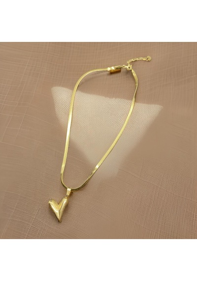 Kalbinizi Taşıyan Şık Kalp Model Gold Renk 316l Antialerjik Şık Çelik Kadın Kolye Gold