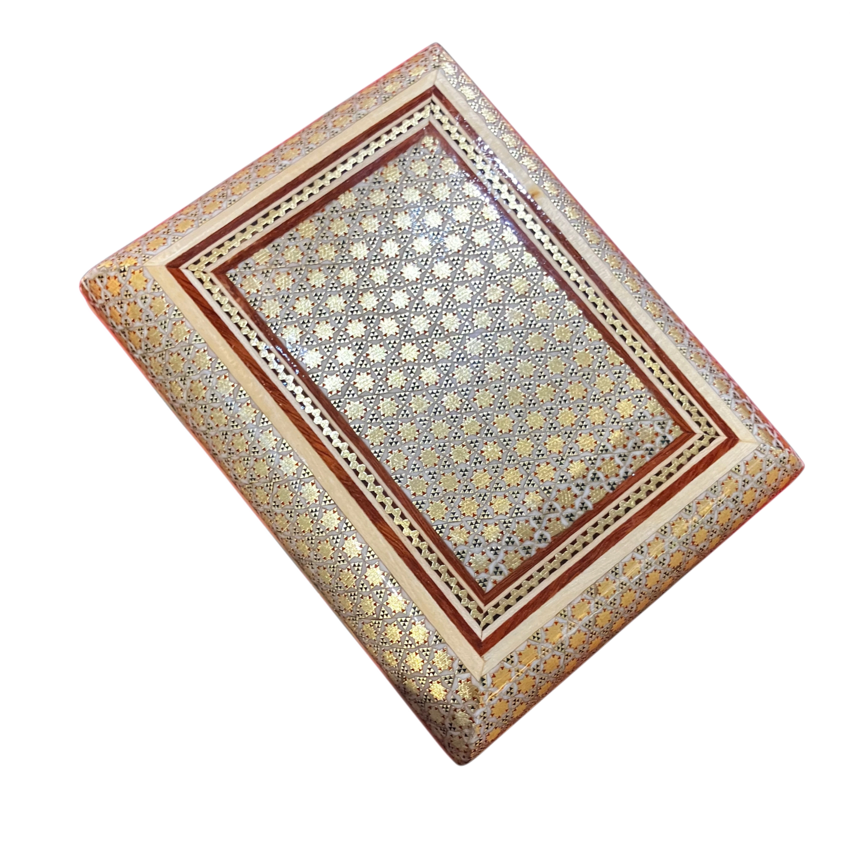 Hatem İşlemeli Lüks Mücevher Kutusu El Yapımı 11x14 Cm Çok renkli