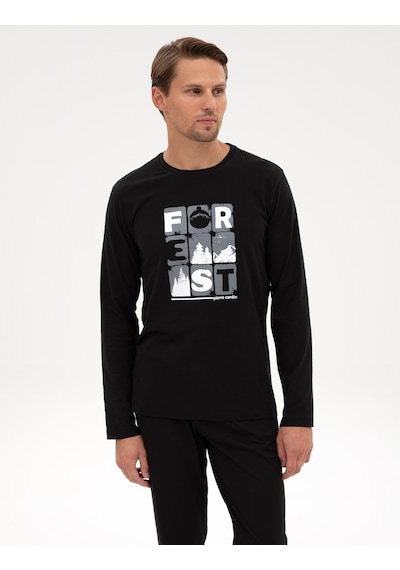 Pierre Cardin Erkek Siyah Pijama Takım 50322655-001 Siyah