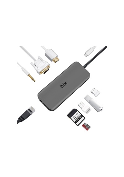 Bx11hb Type-c To Hdmı Vga Ethernet 3.5 Mm Jack Usb 3.0 Pd Kart Okuyucu Dönüştürücü Adaptör