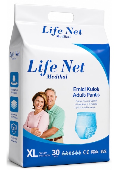 Life Net Medikal Yetişkin Hasta Bezi Külodlu Xl Beden Yüksek Emici Bez Xlarge Xl 30 Adet