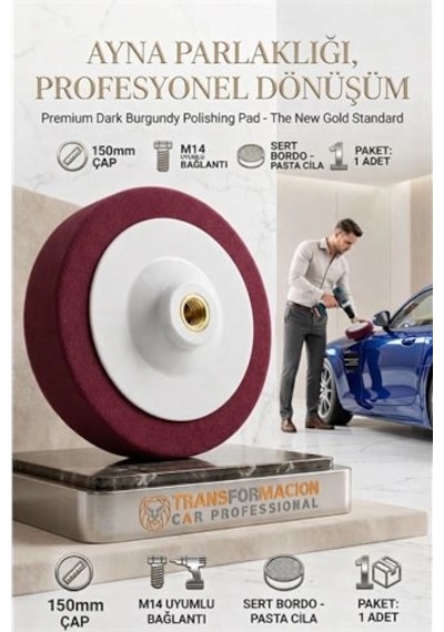 Bordo Pasta Cila Pedi 150mm - Sert Agresif Çizik Giderici Keçe M14 Uyumlu 723114