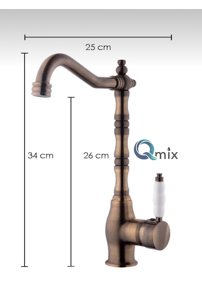 Retro Rustik Model Nostalji Antik Porselen Kol Lüx Mutfak Eviye Bataryası Komple Piriniç Musluk Antik-eskite