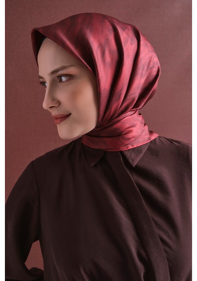 Armine Sura İpek Eşarp 2026-2027 - Sonbahar Kış-asm9630 Bordo