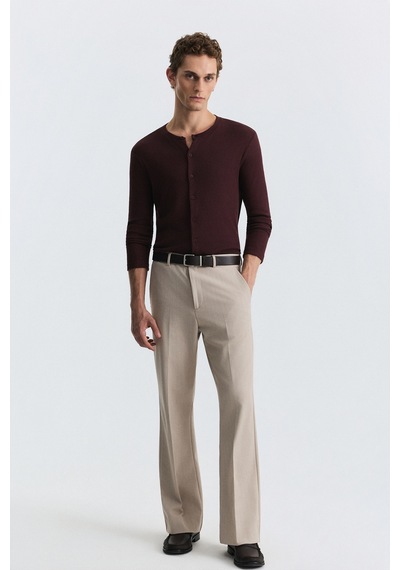 Antioch Fitilli Düğme Kapama T-shirt Bordo