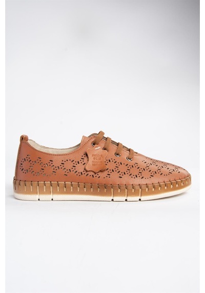 Fox Shoes P555004703 Taba Bağcıklı Hakiki Deri Günlük Kadın Ayakkabı Taba-hakiki Deri Taba