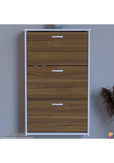 Modilayn West Asma Antre 72x116x26 Cm Lik 3 Düşer Kapak 6 Göz Bölmeli Ayakkabılık Ceviz - Beyaz Modilayn West Asma Antre 72x116x26 Cm Lik 3 Düşer Kapak 6 Göz Bölmeli Ayakkabılık Ceviz - Beyaz