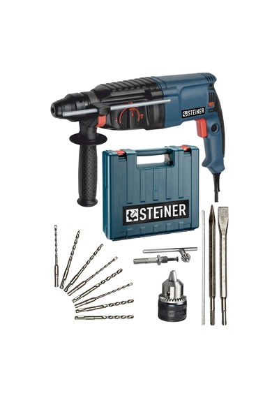 Steiner 3000 W Darbeli Kırıcı Delici Matkap + Mandren + 10 Parça Uç Seti