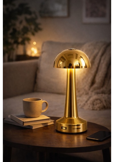 Zenlight Mantar Masa Lambası Altın