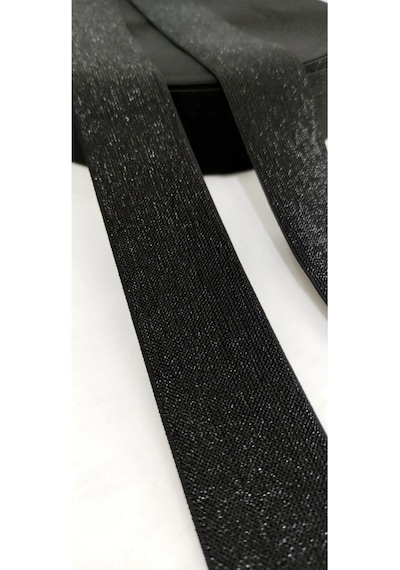4cm Genişlikte Düz Siyah Simli Lastik Şerit / 1 Metre