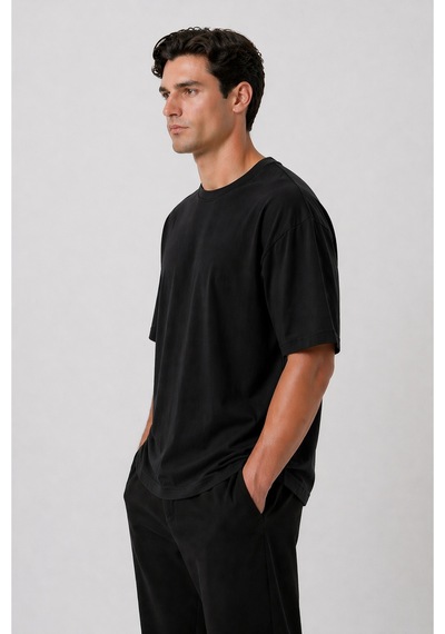 Parshey Oversize Premium Tişört 20/1 Kalın Kumaş, Unisex Street Fit Siyah